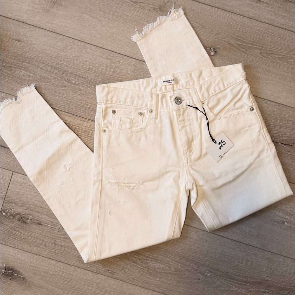 Moussy Cream Ankle Jeans